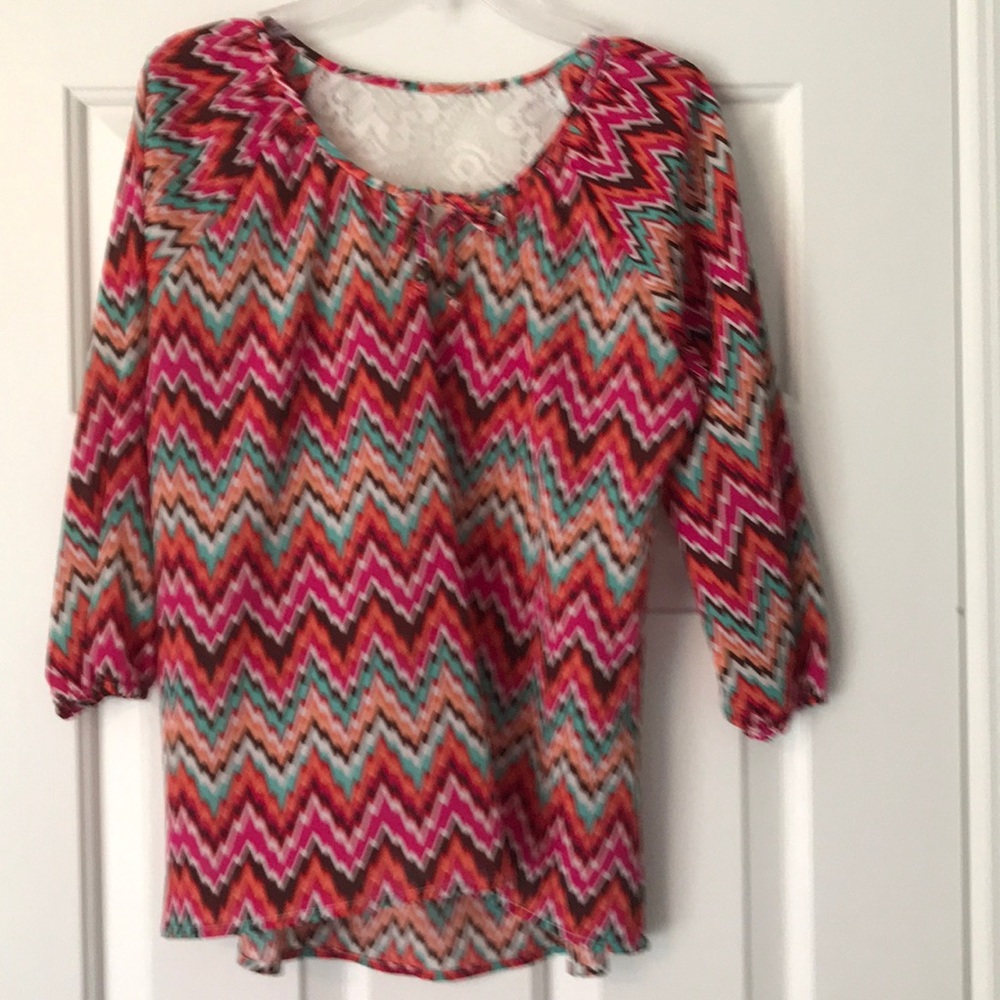 Multicolored Chevron Print Top